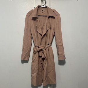 Allsaints Size Medium Bexley Mocha Rose Pink Trench Coat Lyocell